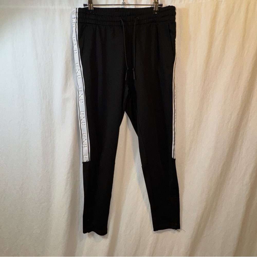 Gently Used Men’s Express Logo Side-Stripe Black Jogger Sweatpants Size Small